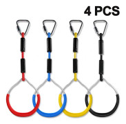 Färgglada Svingringar för Gymnastik - 4-pack Utomhus Lekset & Lekplatsutrustning för Ninja-bana, Apa Ring, Klätterring, Hinderringar