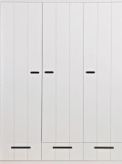 KOTONE Garderob 140 3 Dörrar 3 Lådor Vit Tall