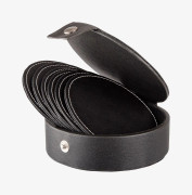 Glasunderlägg 6-pack svart konstläder diameter 10 cm