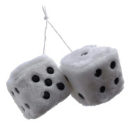 1 Par Bilinredning Plysch Leksak Dekoration med Prickar, Spegelhängande Bakre Vy Fuzzy Dice Prickar, Bilhänge Ornament Plysch Tärningar