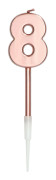 Tårtljus Roséguld Metallic 14 cm "0-9" Siffra 8