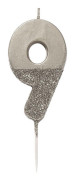 We Heart Birthdays Glitter Number Candle 9, Silver