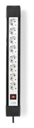 Nedis EXSO830F1PRO - Pro-Line Series - effektband - AC 230 V - 3680 Watt - utgångskontakter: 8 (Typ F) - 3 m sladd - svart, vit