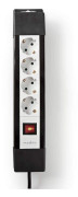 Nedis Pro-Line EXSO430F1PRO - Effektband - AC 230 V - 3680 Watt - ingång: CEE 7/7 - utgångskontakter: 4 (ström) - 3 m sladd - svart, vit