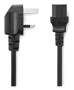 Strömkabel | UK-kontakt Hane | IEC-320-C13 | Vinklat | Rak | Nickelplaterad | 2.00 m | Rund | PVC | Svart | Label