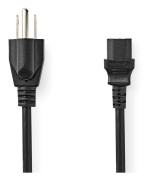 Strömkabel | USA Hane | IEC-320-C13 | Rak | Rak | Nickelplaterad | 2.00 m | Rund | PVC | Svart | Label