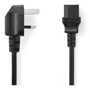Nedis Strömkabel | UK-kontakt Hane | IEC-320-C13 | Vinklat | Rak | Nickelplaterad | 3.00 m | Rund | PVC | Svart | Kuvert