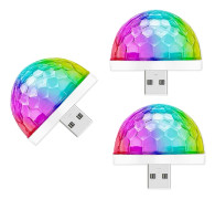 USB Mini Discoljus, 3-pack, Ljudaktiverade Festlampor