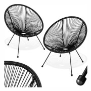 tectake 2 trädgårdsstolar Santana Retro i Acapulco-stil Svart