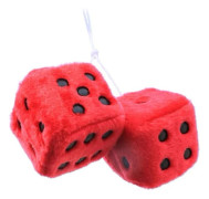 1 Par Bilinredning Plysch Leksak Dekoration med Prickar, Spegelhängande Bakre Vy Fuzzy Dice Prickar, Bilhänge Ornament Plysch Tärningar