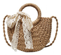 Vävd Vicker Clutch Väska Straw Handväska För Flickor Sommar Strand Axelremsväska