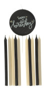 Tårtljus Happy Birthday Svart/Grå/Krämgul 11-pack
