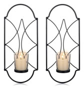 Set med 2 Tealight-hållare Ljusstake Väggmonterad Metall Ljusstakar, Ljusstake för Vägg Sovrum Badrum Vardagsrum Dekoration, Svart