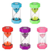 Set med 5 timglas för barn, timglasfunktion, timglasfärger, köksklocka, kökstimer med timglas, 3, 5, 10 och 30 minuter LGL