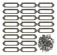 50 st Metalliska Etiketthållare med Skruvar för Möbellådor Skåp Kort Namnskyltar - Brons (s-59 x 17mm)