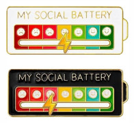 /HA/2 st MINA SOCIALA BATTERI, Rolig Social Stämningsbrosch Pin för 7 dagar, Pin Rolig Social Batteri Brosch Badge Stämnings Pin Badge Söt-FS1-