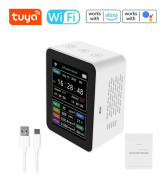 Tuya WiFi 6-i-1 CO2-mätare Koldioxiddetektor PM2.5 TVOC HCHO