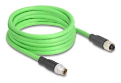 Delock - Nätverksförlängningskabel - 8-stifts M12 (hane) till 8-stifts M12 (hona) - 2 m - 6.8 mm - SF/UTP - X-kodad - grön