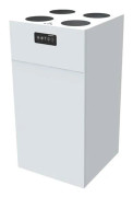 Ventilationssystem Dantherm HCV400P2 (energi A), väggmodell, plastväxlare, frontpanel, luftflöde 260 m³/h vid 90 Pa och SEL 1000 J/m³.