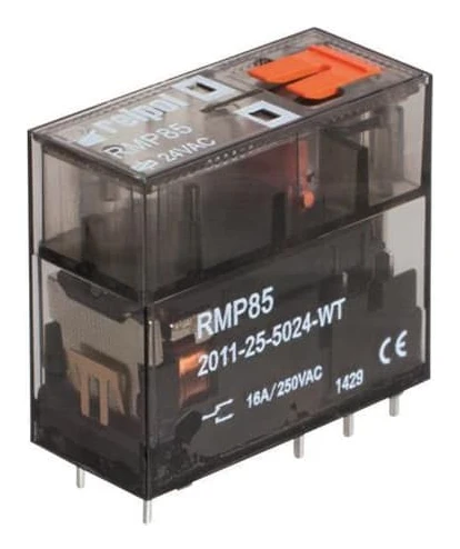 Plug-in relä / industrirelä, 1C/O 16A 24VAC med LED, uttag under relaterad artikel, (Uttag: GZM80 / GZP80)