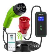Qoltec - EV-laddningsstation - justerbar, 2-i-1, 230V, CEE 3-pin - 7 kW - 32 A (IEC 62196 Type 2) - svart, grön