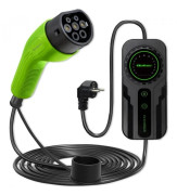 Qoltec Mobil EV-laddare med justerbar 2in1 Type2 | SCHUKO | 3,5kW | 230V | LCD | Bärbar | Wallbox | 5m