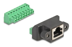 Delock - Nätverkskontakt - RJ-45 (hona) till 8-stifts terminalblock avtagbar - svart, grön