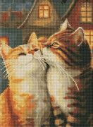 Ramlös diamantmosaik - Förälskade katter 30x40
