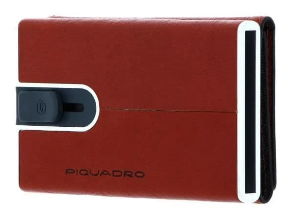 Piquadro korthållare i läder Square Sliding System Arancio unisex