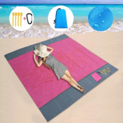 Stor Strandfilt 210x200cm Sandtät Vattentät Lätt Utomhusfilt Rose