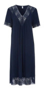 Damella Plain Lace Short Sleeve Nightdress Marin viskos XX-Large Dam