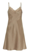 Damella Woven Silk Plain Lace Nightdress Nougat silke Large Dam