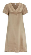 Damella Woven Silk Plain Nightdress Nougat silke X-Small Dam