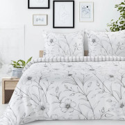 SATIN SÄNGDÅNGSSATS FJÄDER 33 220 X 200 CM VIT