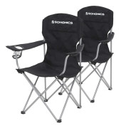 SONGMICS 2 hopfällbara campingstolar, bekväma, kraftiga struktur, utomhusstolar, svart