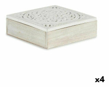 Dekorationslåda Vit Trä 22 x 7,5 x 22 cm (4 antal)