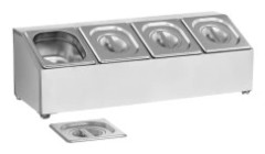 Utställningsställ för cateringcontainrar 4 x GN1/6 + 4 x Containers