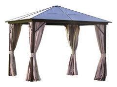 SUNSETIA Paviljong 300x300x267 cm Polykarbonattak Brun/Beige