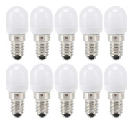 10 st E14 LED-lampor i rostfritt stål, 1,5W, 220V, för takkronor, tak, skåp, vägglampor, bordslampor, vitt ljus