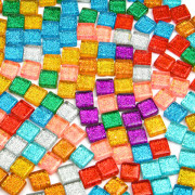 270g Färgglada Glasmosaikplattor, Kvadratiska Kristallmosaikplattor, Mosaikstenssats, Mosaikhantverk, Flerfärgade Glittrande Glasbitar i Ask