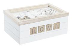 Dekorationslåda DKD Home Decor Naturell MDF Vit (24 x 16 x 10 cm)