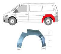 Sdovägg, Vänster bak - mercedes-benz vito buss [w638], vito skåp [w638] , v-klass [638/2]