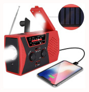Solenergi vädersändning NOAA/AM/FM-radio med handvev Hörlursuttag Läslampa 2000mAh Power Bank