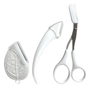 3-delars Ögonbrynsset: Ögonbrynstrimmer med kam, halvmåne- & bladformade ögonbrynsrakhyvlar | Precisionsbrynstrimning för kvinnor | Beauty Too