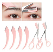 6 st Ögonbrynstrimmer Sax med Kam, Böjd Ögonbrynsrakhyvel, Halkfri Rostfritt Stål Ansiktshårborttagning Grooming, Brynformning Skäggrakning Kit