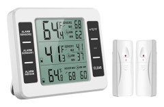 Kyl-Fryskåpstermometer, trådlös kylskåpstermometer med 2 sensorer, ljudlarm, Min/Max kompatibel Hemkök Restaurang
