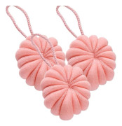 3 st Duschpuffar Badsvamp Nät Loofah Kroppsskrubb Duschboll Duschbollssvamp Pink