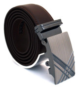 Läderbälte stripe brun 974B