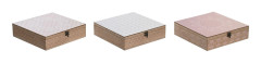 Låda för örtte DKD Home Decor Glas Rosa Metall Vit 24 x 24 x 7 cm 3 Delar Trä MDF