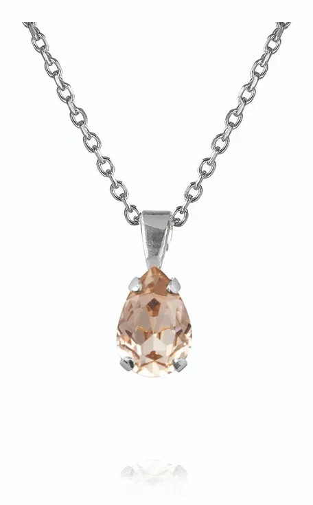 Caroline Svedbom - Petite Drop Necklace Rhodium Light Silk